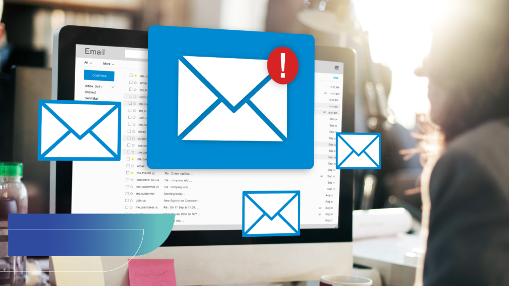 a laptop that shows the inbox of an email with messages that have notifications