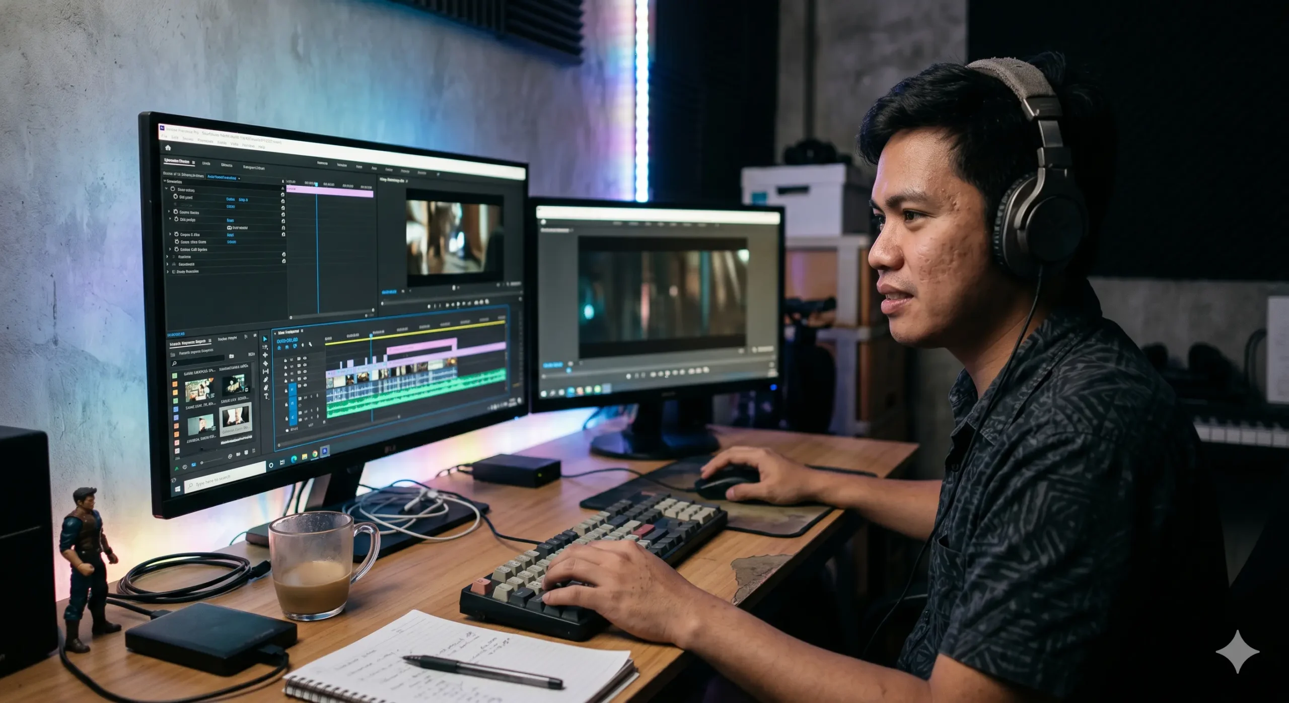 Video Editor working on a content timeline
