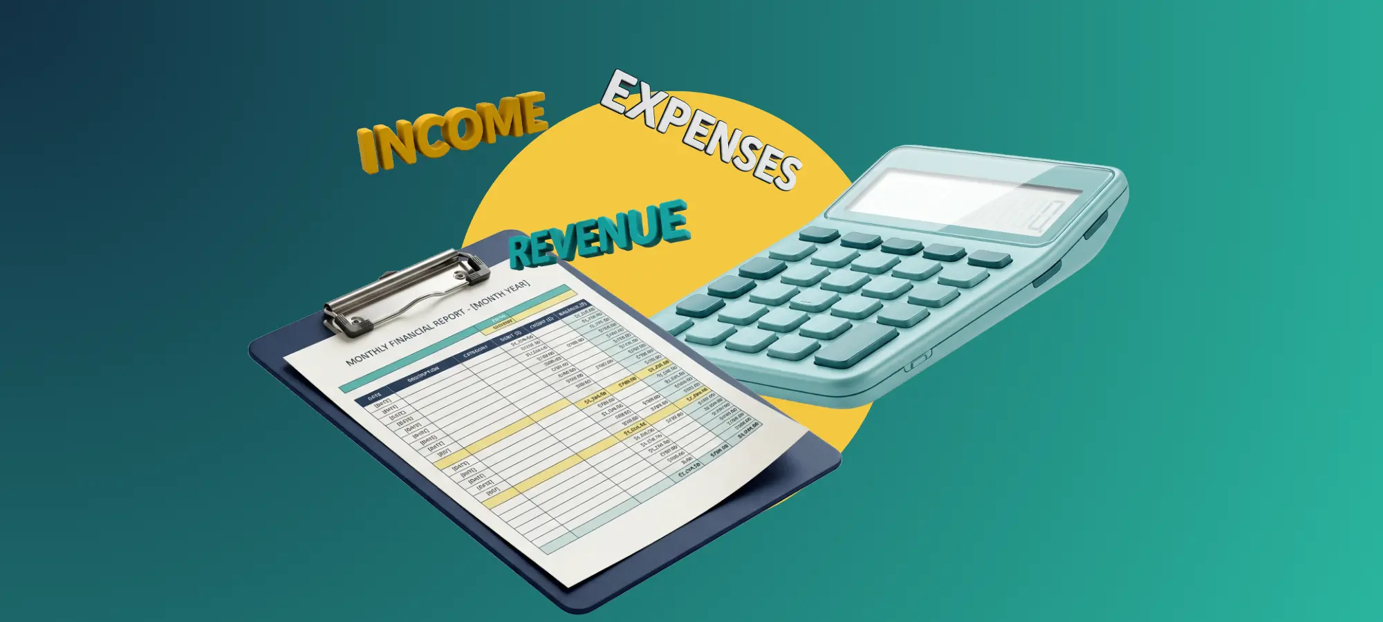 A calculator with a financial statement