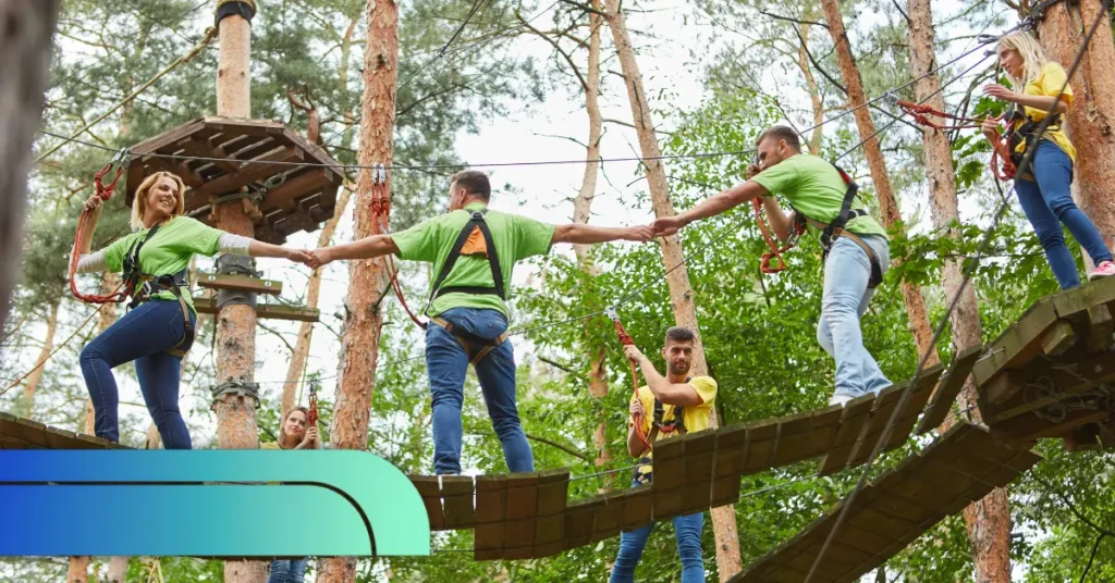 Team building activity symbolizing supporting remote workers and strengthening remote employee wellbeing