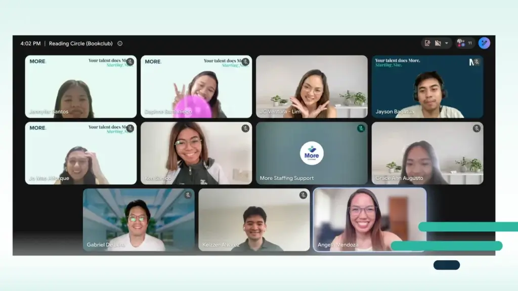 A virtual reading book club practiced by the More Staffing team.